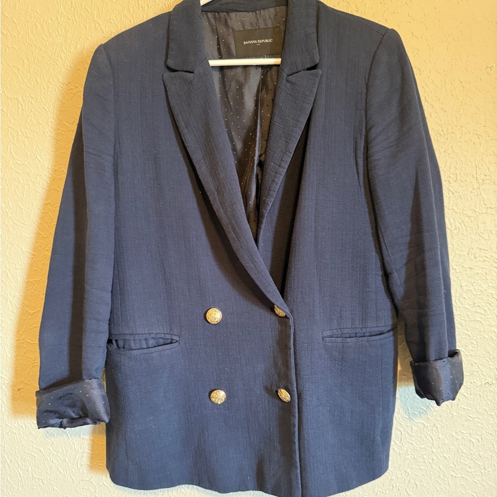Banana Republic Blue and Gold Blazer with Relaxed Fit